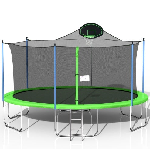 Jump & Dunk Trampoline: Fun for Kids and Adults with Basketball Hoop with Safety Net