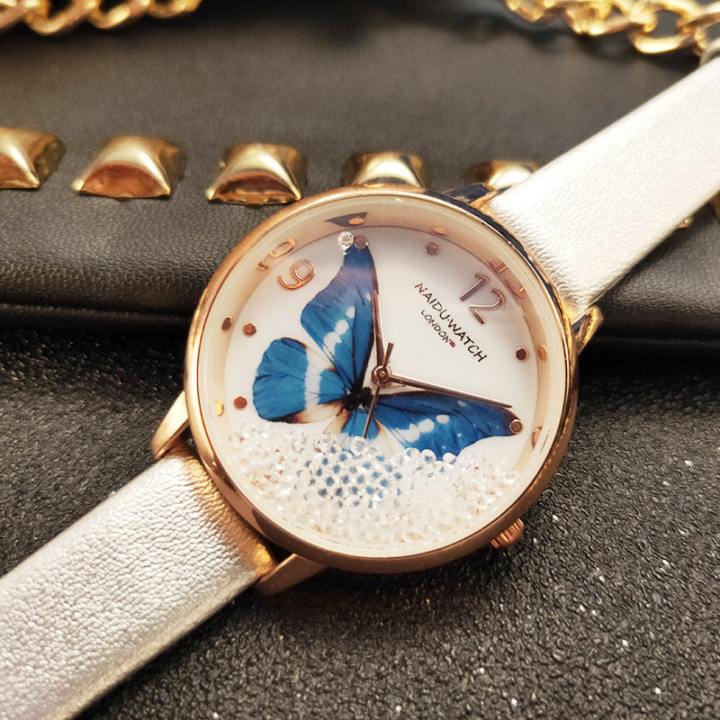 Creative Butterfly Lady Watch: Quicksand Dial Design for a Touch of Elegance