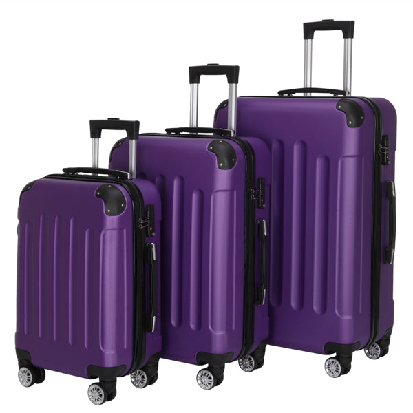 3-in-1 Universal Wheel Luggage Set: Stylish Dark Purple for Trendy Travel