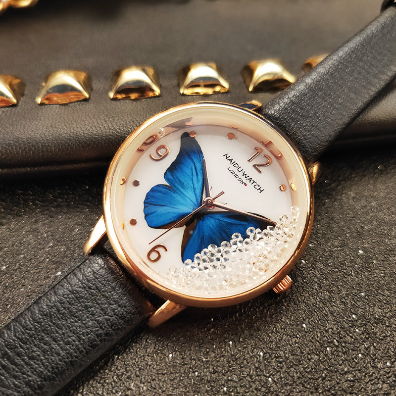 Creative Butterfly Lady Watch: Quicksand Dial Design for a Touch of Elegance