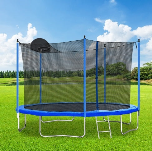 Jump & Score Trampoline: Fun for All Ages with Basketball Hoop