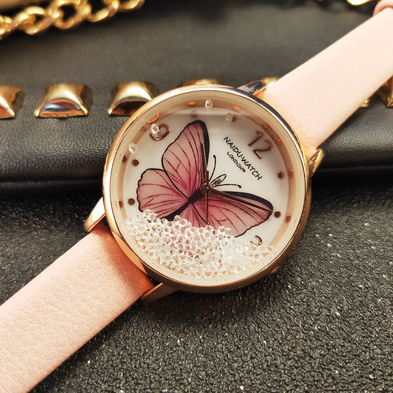 Creative Butterfly Lady Watch: Quicksand Dial Design for a Touch of Elegance