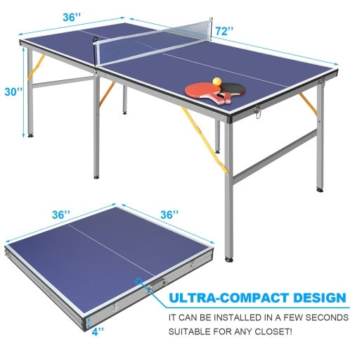 Indoor & Outdoor Fun: Foldable 6ft Table Tennis Table with Paddles and Balls