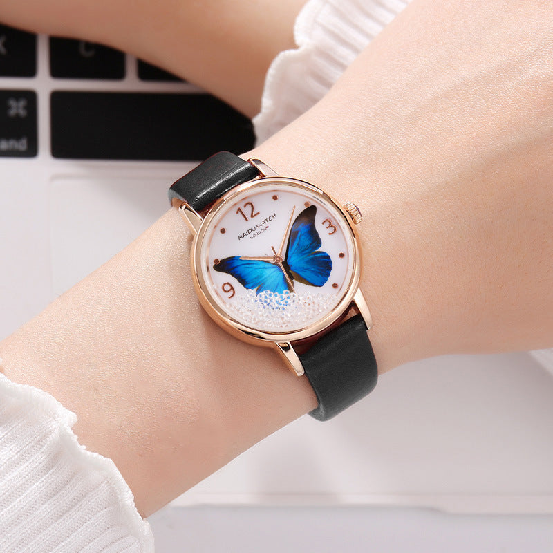 Creative Butterfly Lady Watch: Quicksand Dial Design for a Touch of Elegance