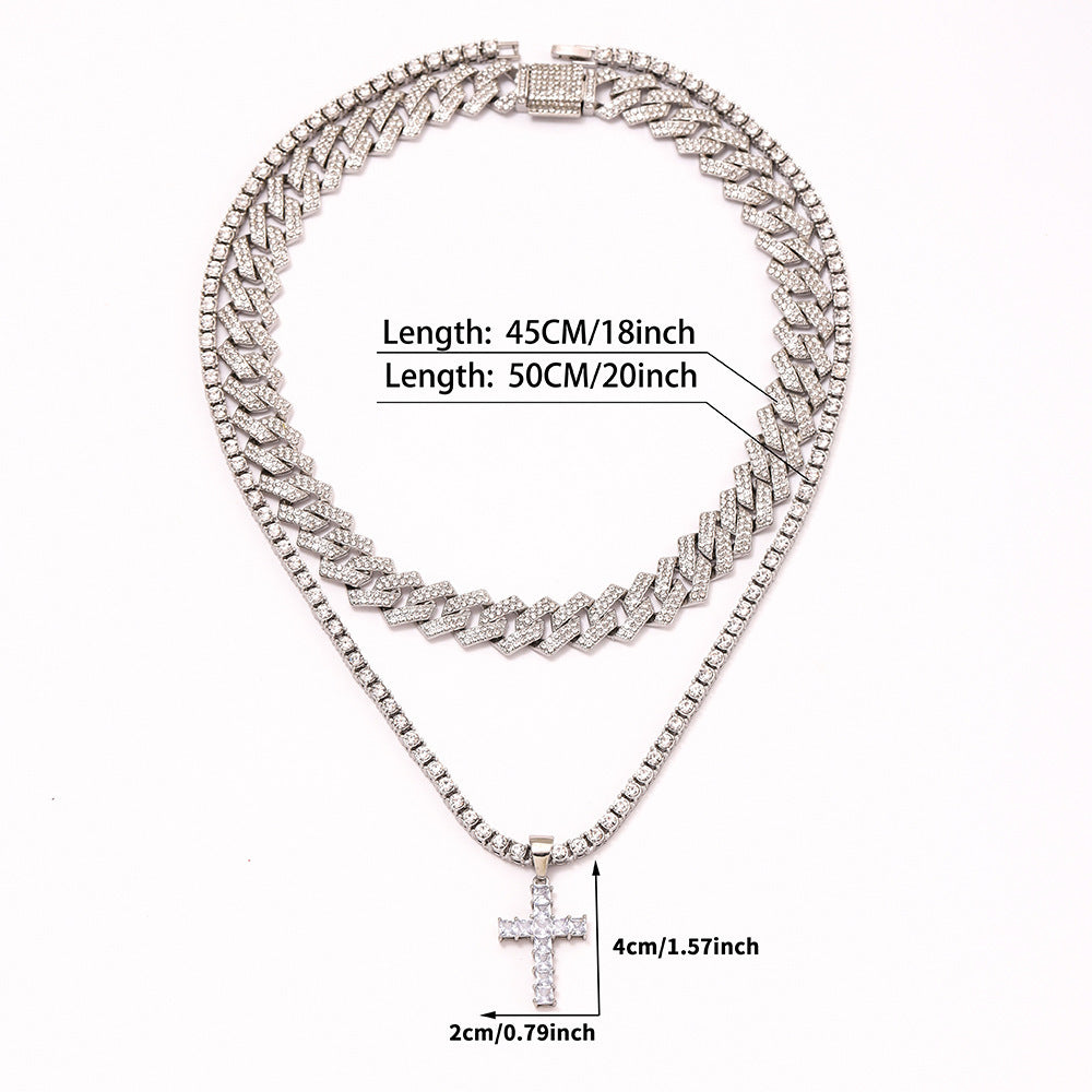 Urban Edge: Rhinestone Cross Chain for Him