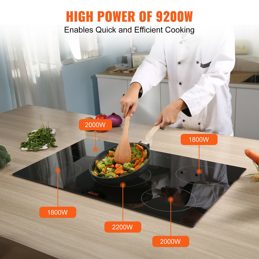 5-Burner Induction Cooktop: 30-Inch Electric Stove with Advanced Safety Features