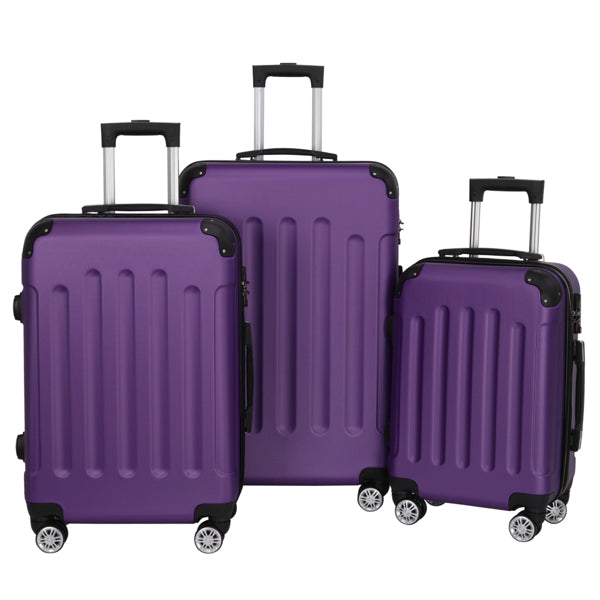 3-in-1 Universal Wheel Luggage Set: Stylish Dark Purple for Trendy Travel
