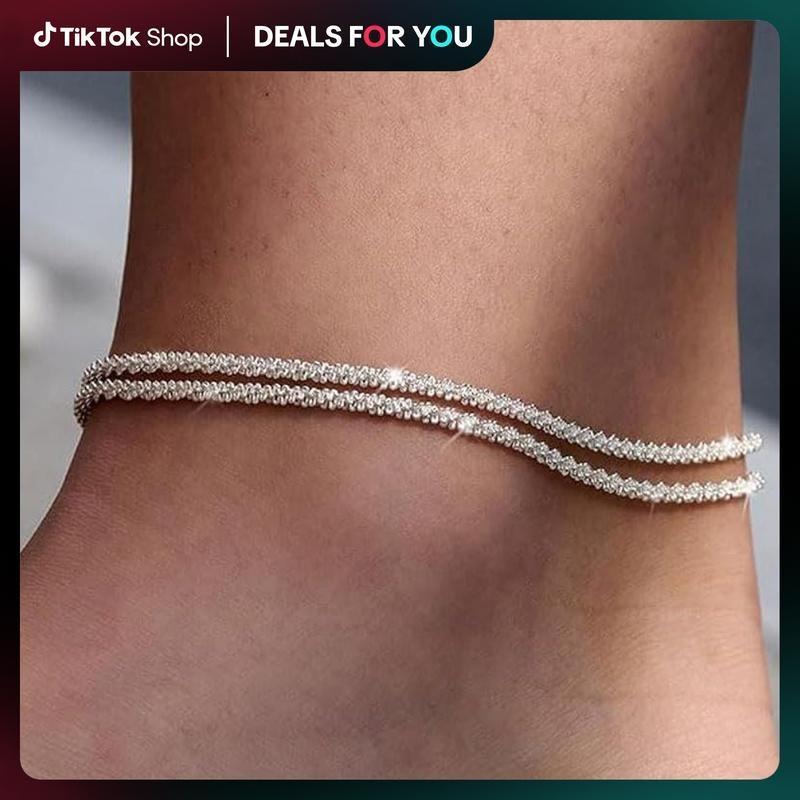 Elegant Multi-Layer Waterproof Ankle Bracelet: Hypoallergenic and Customizable in Gold or Silver