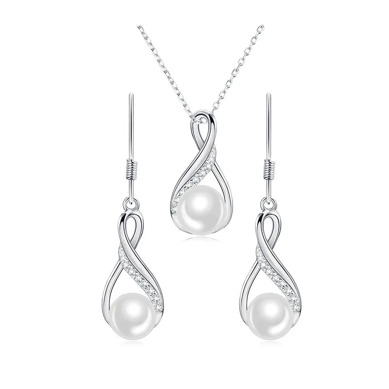 Elegant Essence: Pearl and Silver Jewelry Set