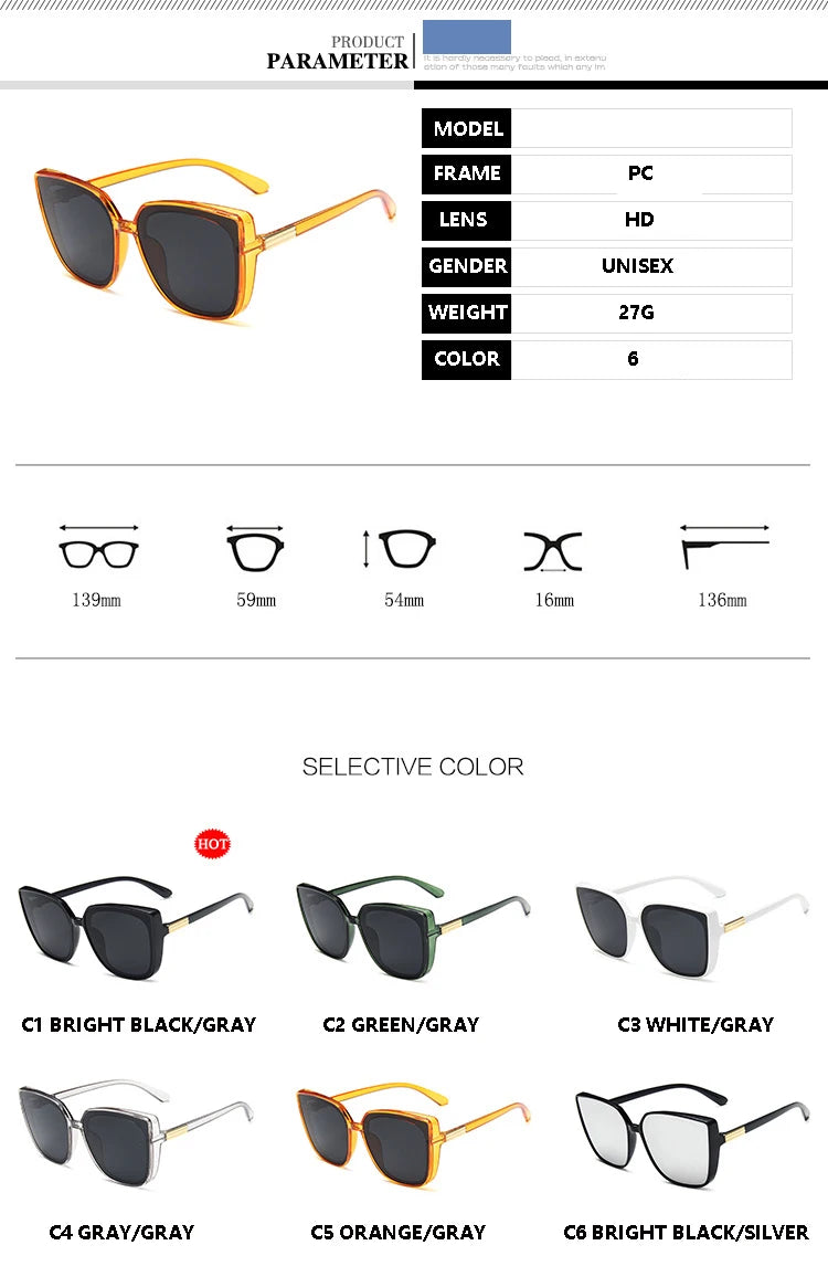 Chic Protection: UV400 Women’s Cat Eye Fashion Sunglasses