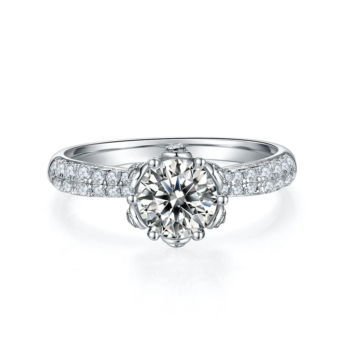 Timeless Love: Exquisite Sterling Silver Moissanite Engagement Ring