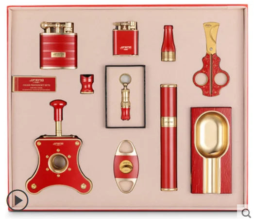 Complete Cigar Experience: 10-Piece Smoking Accessories Set CG-001