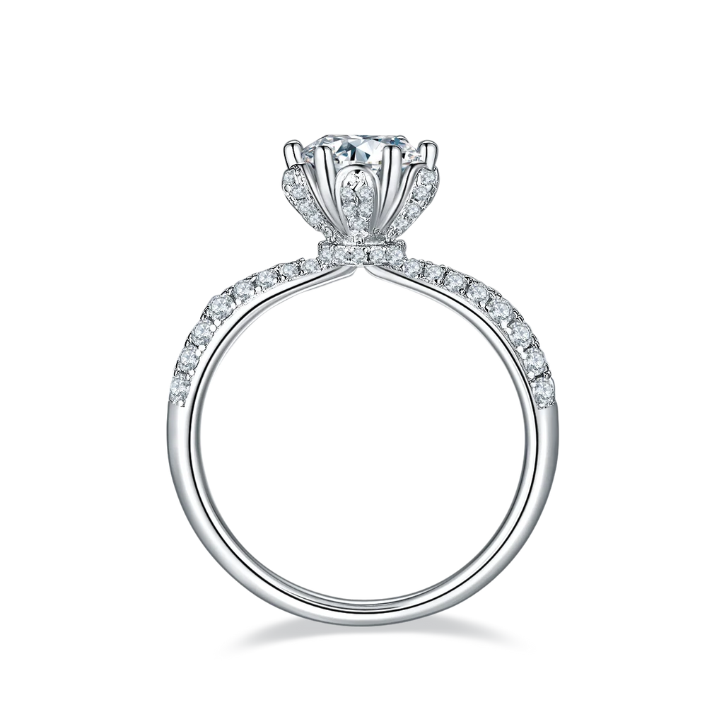 Timeless Love: Exquisite Sterling Silver Moissanite Engagement Ring