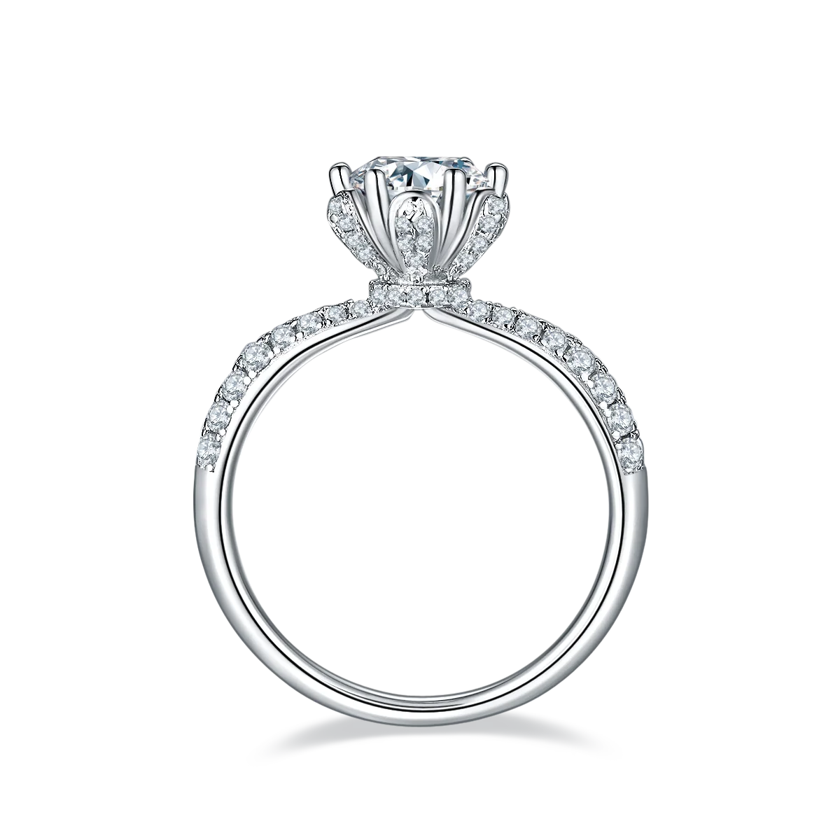 Timeless Love: Exquisite Sterling Silver Moissanite Engagement Ring