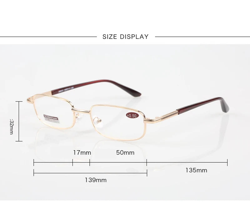 Versatile Reading Glasses: Metal Design with Strengths from +0.5 to +6.0