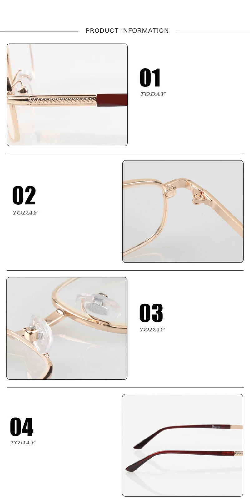 Versatile Reading Glasses: Metal Design with Strengths from +0.5 to +6.0