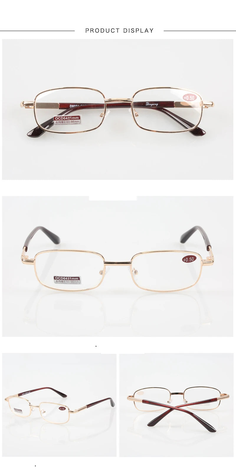 Versatile Reading Glasses: Metal Design with Strengths from +0.5 to +6.0