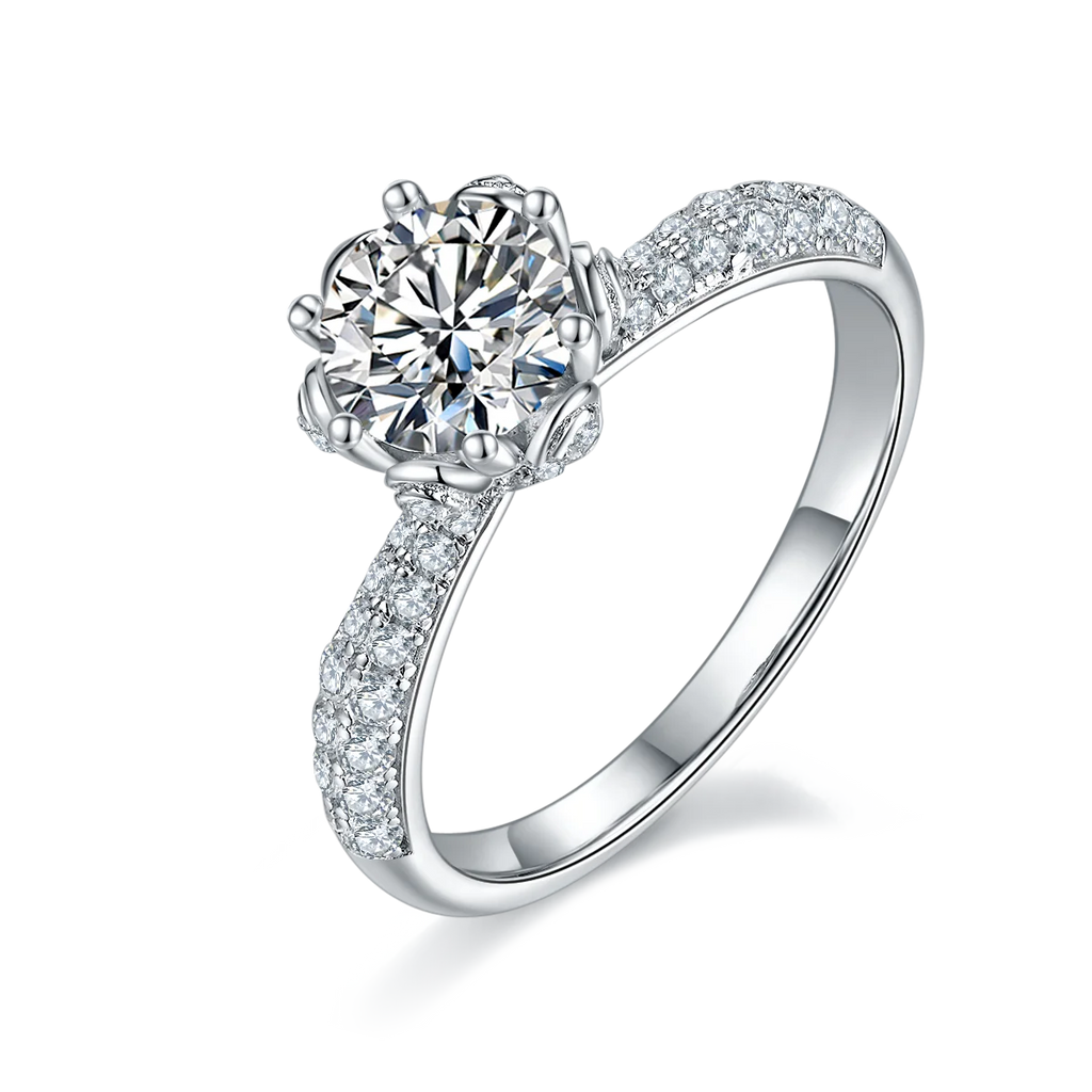 Timeless Love: Exquisite Sterling Silver Moissanite Engagement Ring