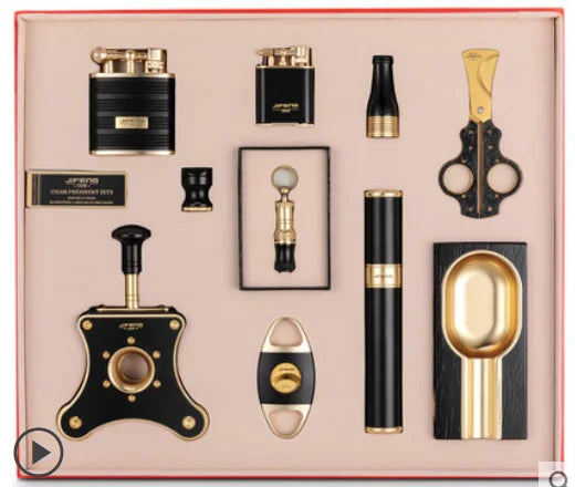 Complete Cigar Experience: 10-Piece Smoking Accessories Set CG-001
