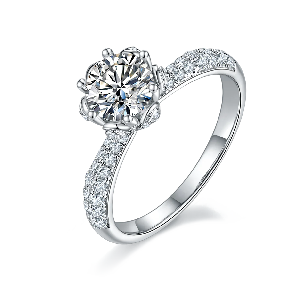 Timeless Love: Exquisite Sterling Silver Moissanite Engagement Ring