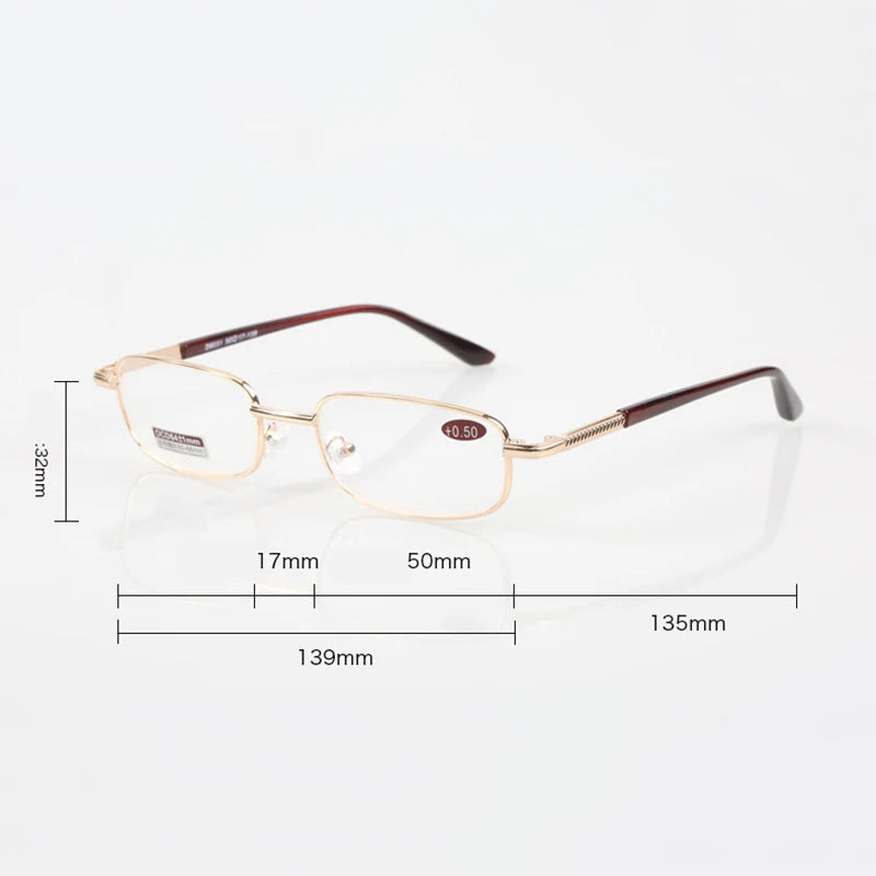 Versatile Reading Glasses: Metal Design with Strengths from +0.5 to +6.0