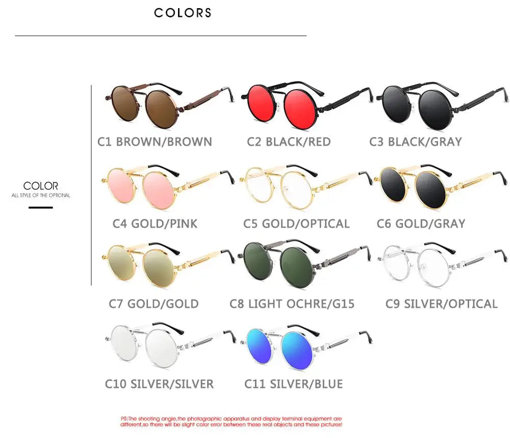 High-Quality Steampunk Sunglasses for Both Genders: Fashion Round Glasses