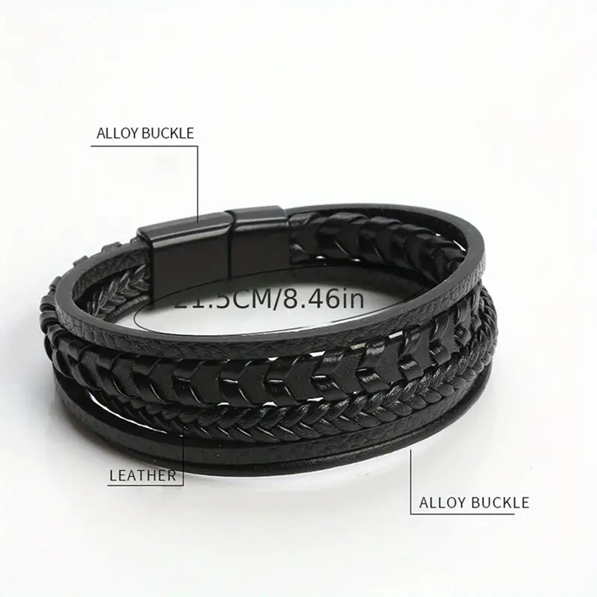 Multi-Layered Leather Bracelet: Vintage Style with Alloy Magnetic Buckle