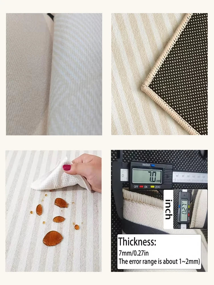 Versatile Minimalist Beige Lines Area Rug: Elevate Any Space