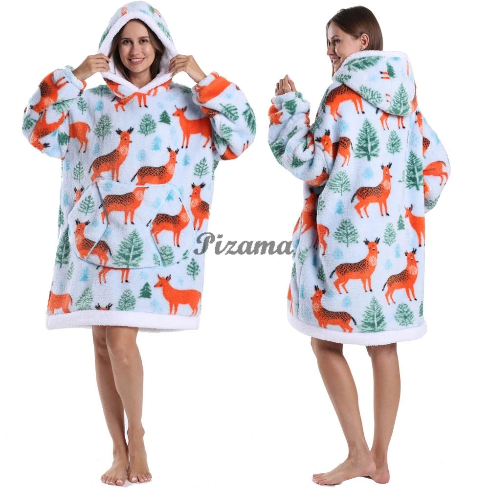 Oversized Wearable TV Blanket: Cozy Full Sleeve Sweatshirt for Halloween and Christmas