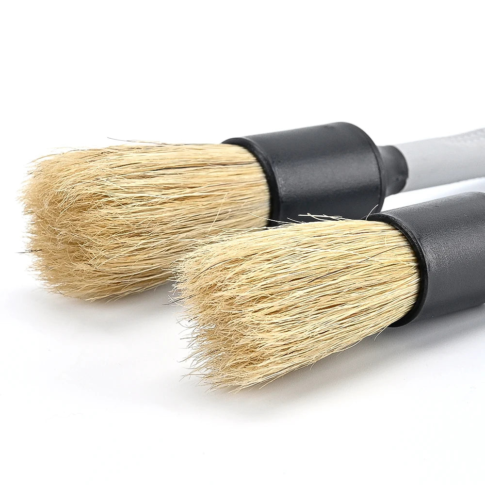 DetailPro Boar Hair Brush Set: Ultra Soft Brushes for Precision Car Cleaning