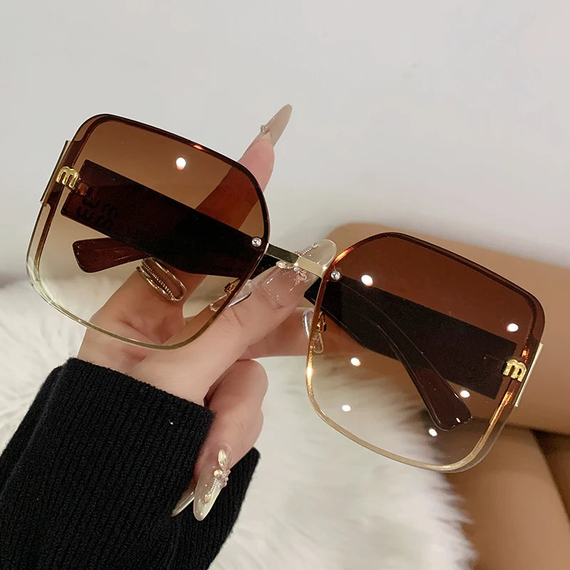 2025 Trend: Frameless Edge Cut M Letters Light Luxury Sunglasses