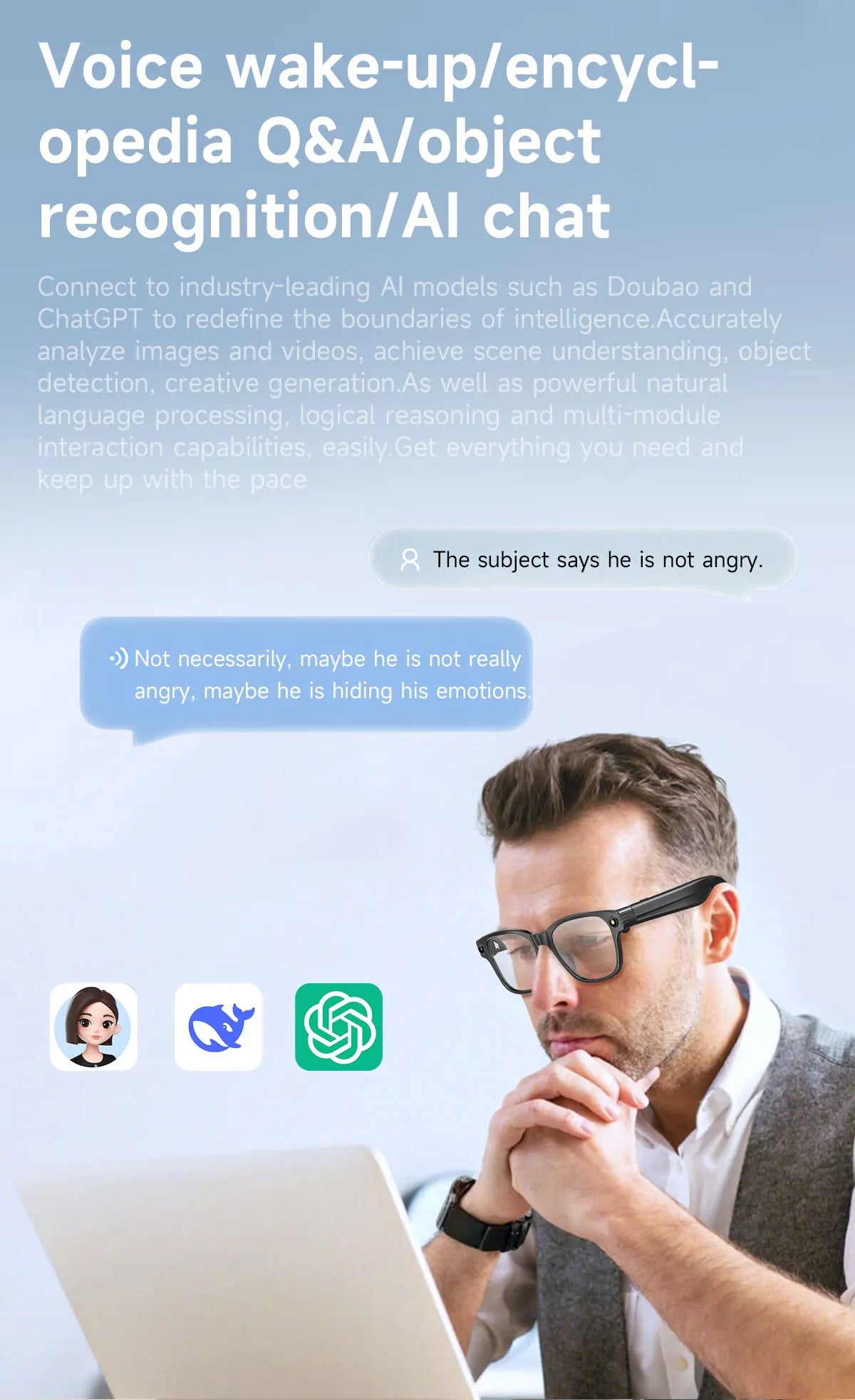 Visionary Audio Glasses: Smart Camera & Bluetooth Headset for Meetings & Travel