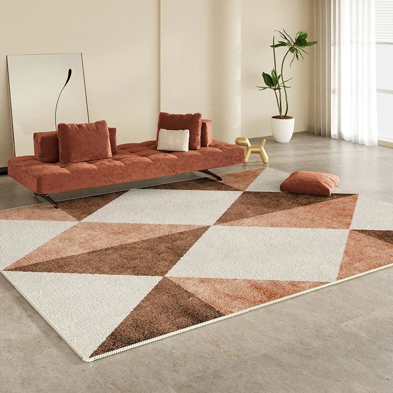 Vibrant Geometric Bedside Rug: Non-Slip Polyester Carpet for Home Decor