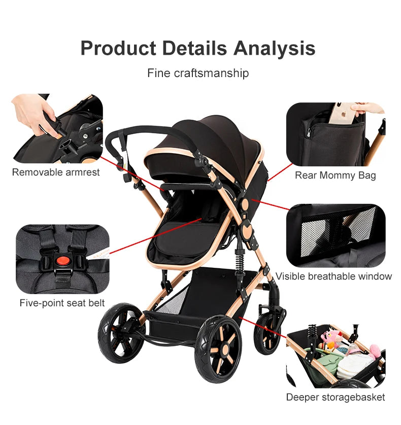 All-in-One Baby Travel System: Stroller with Raincover for Newborns