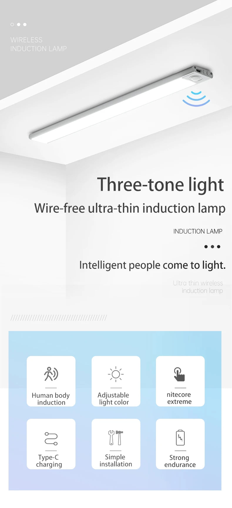 Three-in-One Motion Sensor LED Light: Ideal for Kitchen, Cabinet, and Bedroom Use