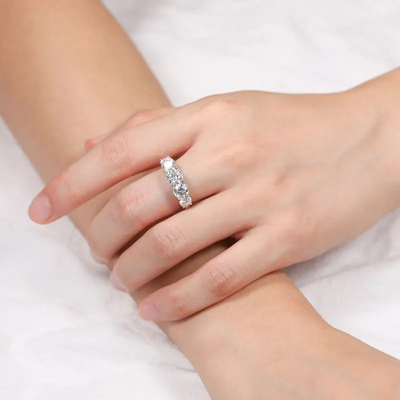 Stunning Elegance: Moissanite Five-Stone Wedding Band