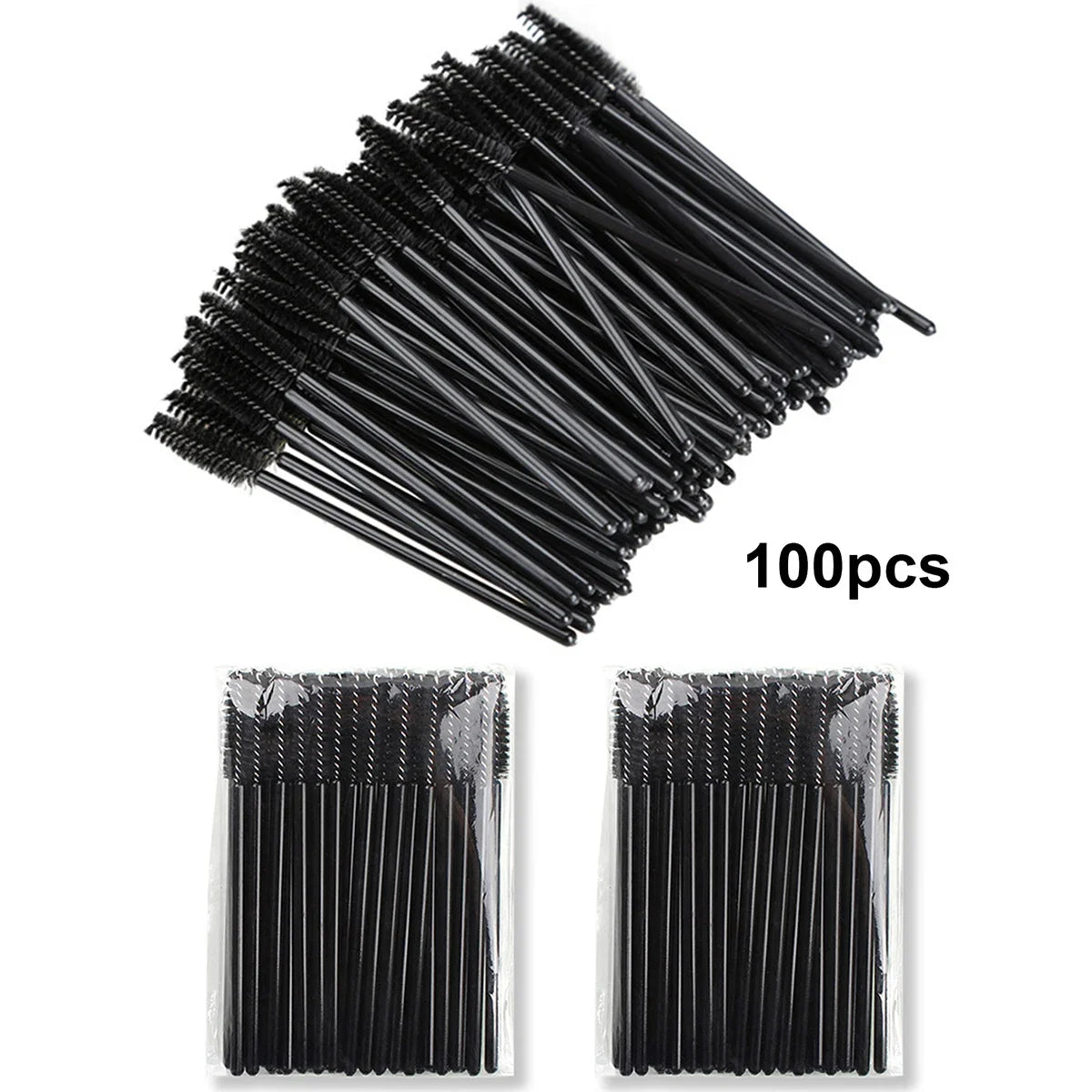 100-Piece Disposable Eyelash Brushes: Perfect for Extensions and Mascara