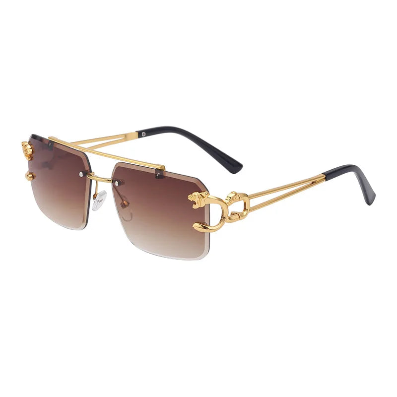 Unisex Leopard Rimless Sunglasses: Stylish Eye Protection with UV400 Lenses
