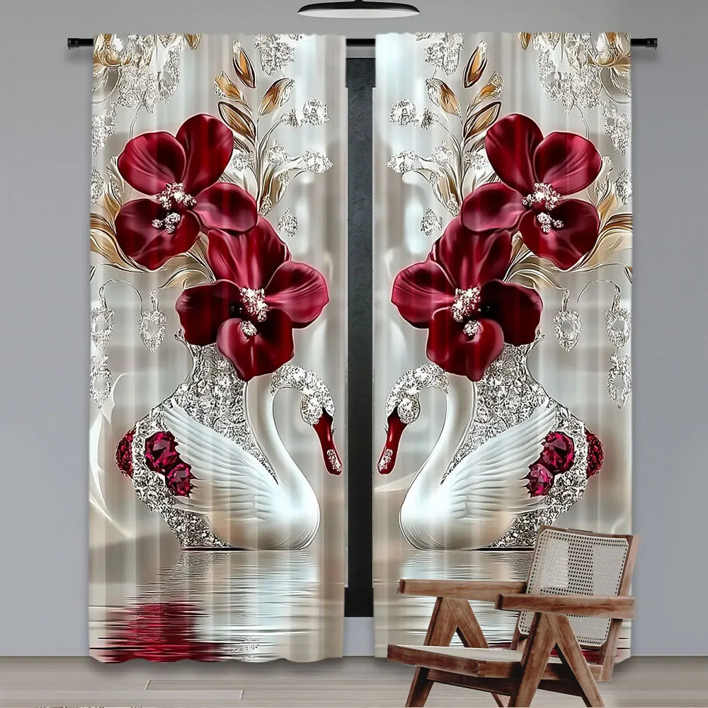 Sophisticated Floral and Swan Curtains: Enhance Your Bedroom and Living Space