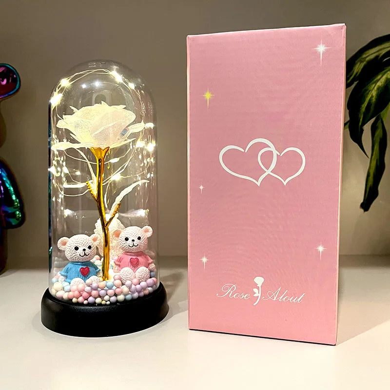 Enchanting Luminous Rose: Colorful Flower Gift for Women