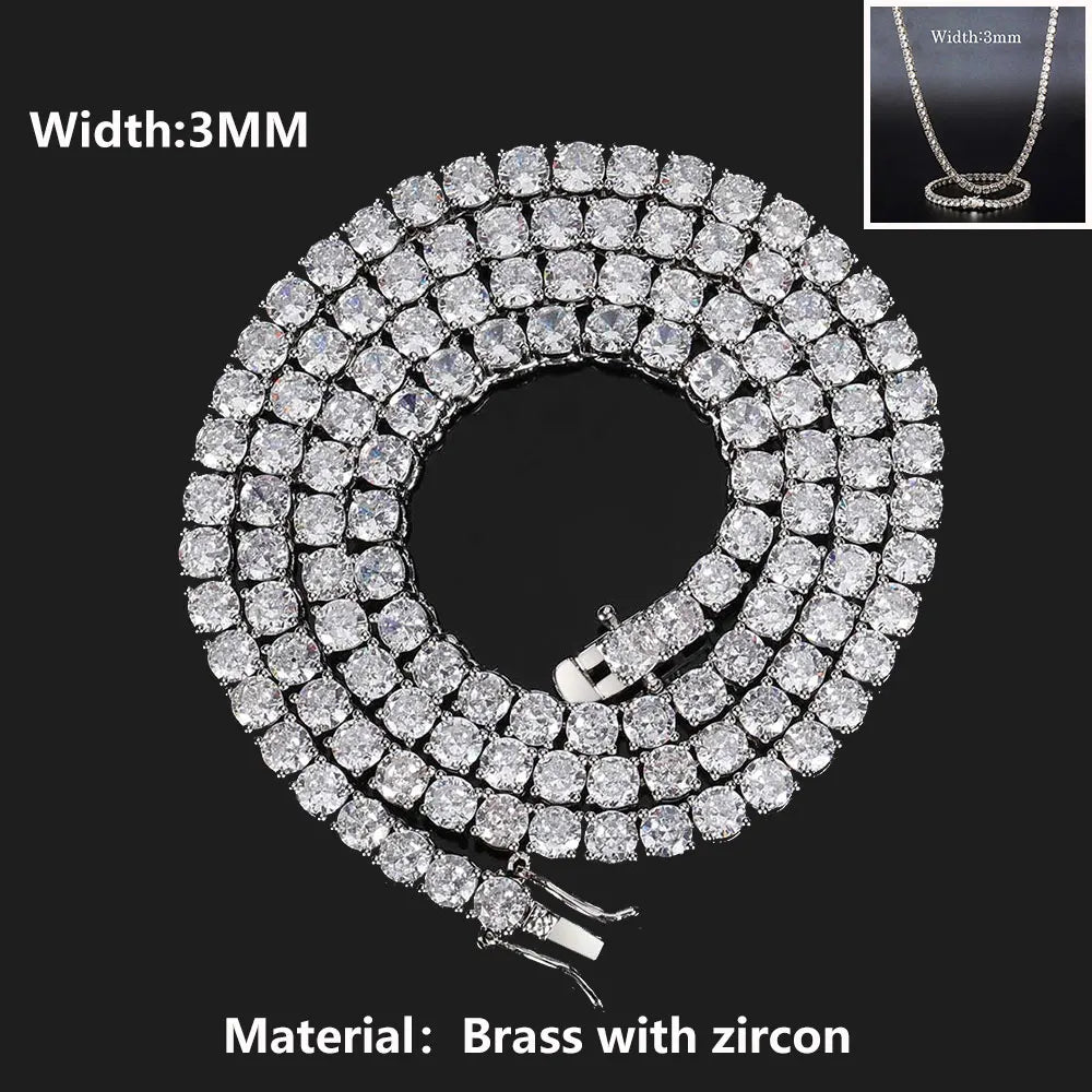Iced Out Elegance: Single Row Cubic Zirconia Necklace for Men and Women