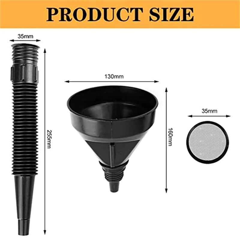 Car Engine Refueling Funnel: Includes Filter and Extension Pipe