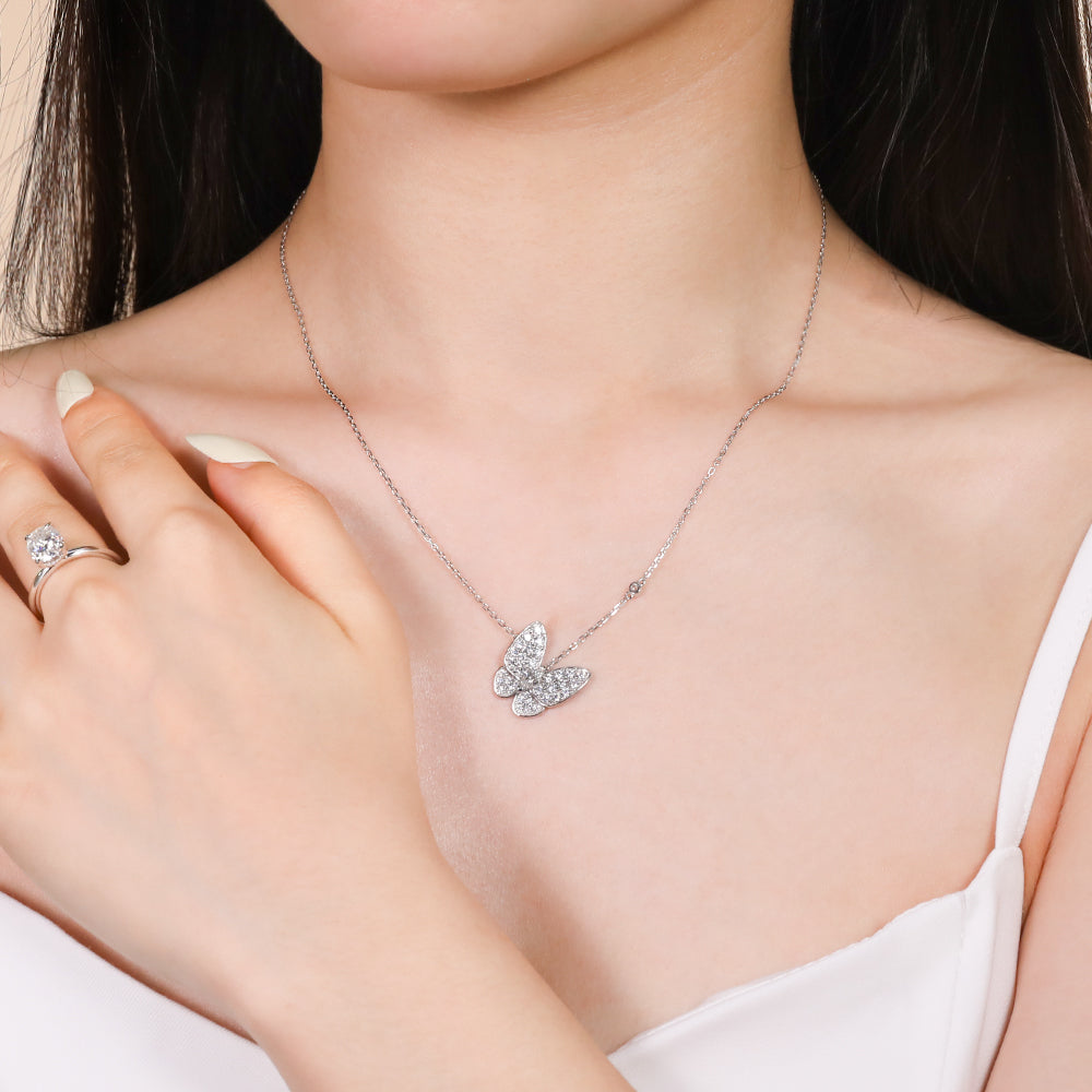 Elegant Butterfly Pendant: Dazzling Moissanite Necklace for Women