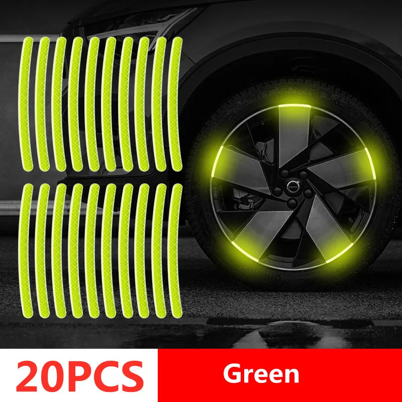 40Pcs Colorful Reflective Wheel Strips: Stylish Hub Stickers for Cars and Motorcycles