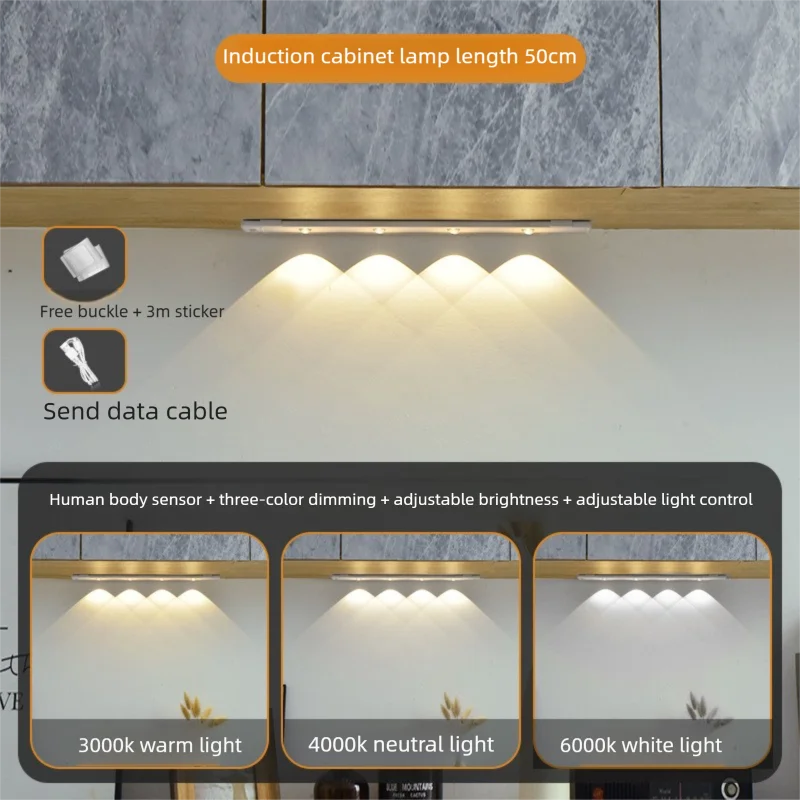 3-Color Dimmable LED Lamp: Perfect for Kitchen, Wardrobe, Bedroom, and Stairs