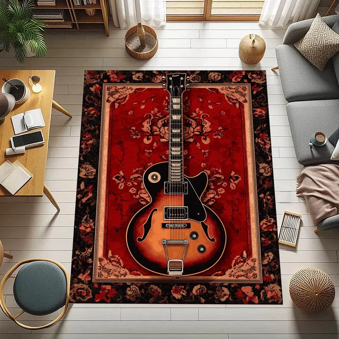 Guitar Entrance Rug: Non-Slip Mat for Doorways and Entryways