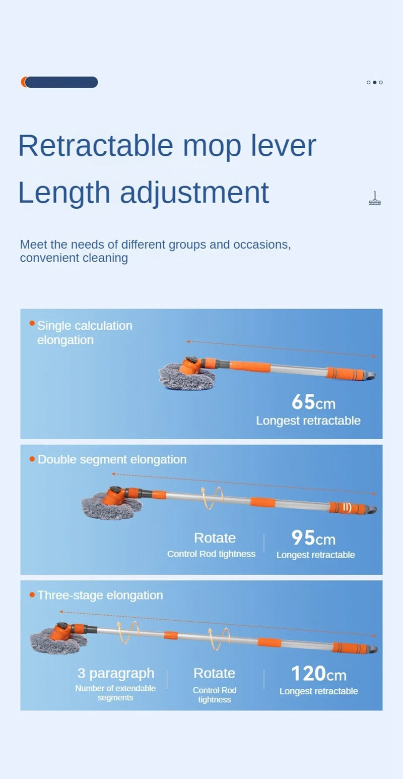Telescopic Car Wash Mop: Three-Section Design for Roof and Window Maintenance