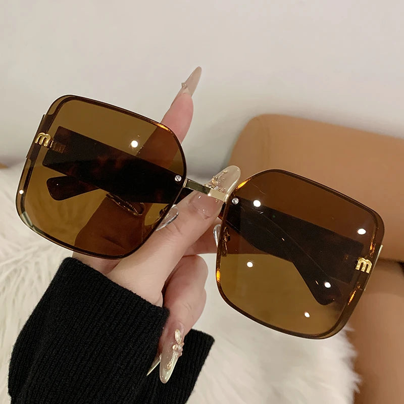 2025 Trend: Frameless Edge Cut M Letters Light Luxury Sunglasses