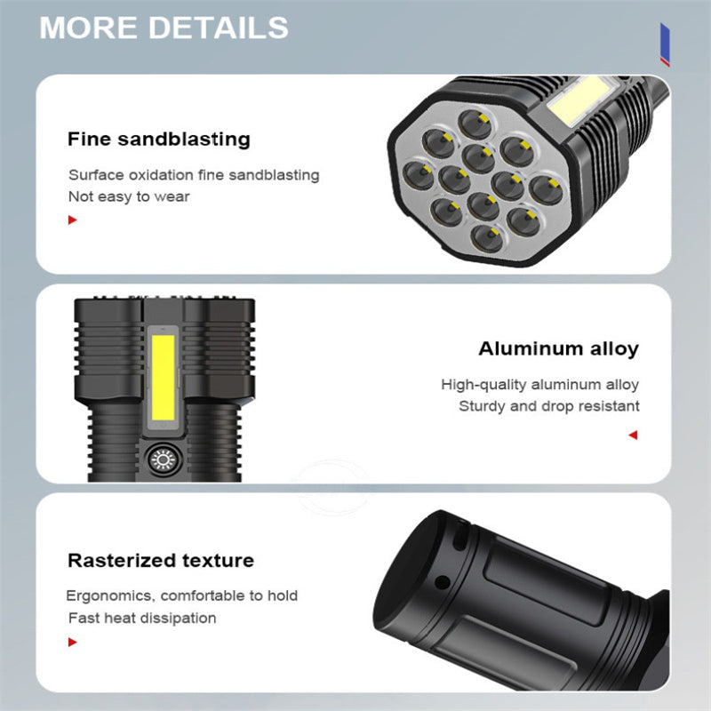 Potente linterna de 12 LED: luz de emergencia versátil para cualquier situación