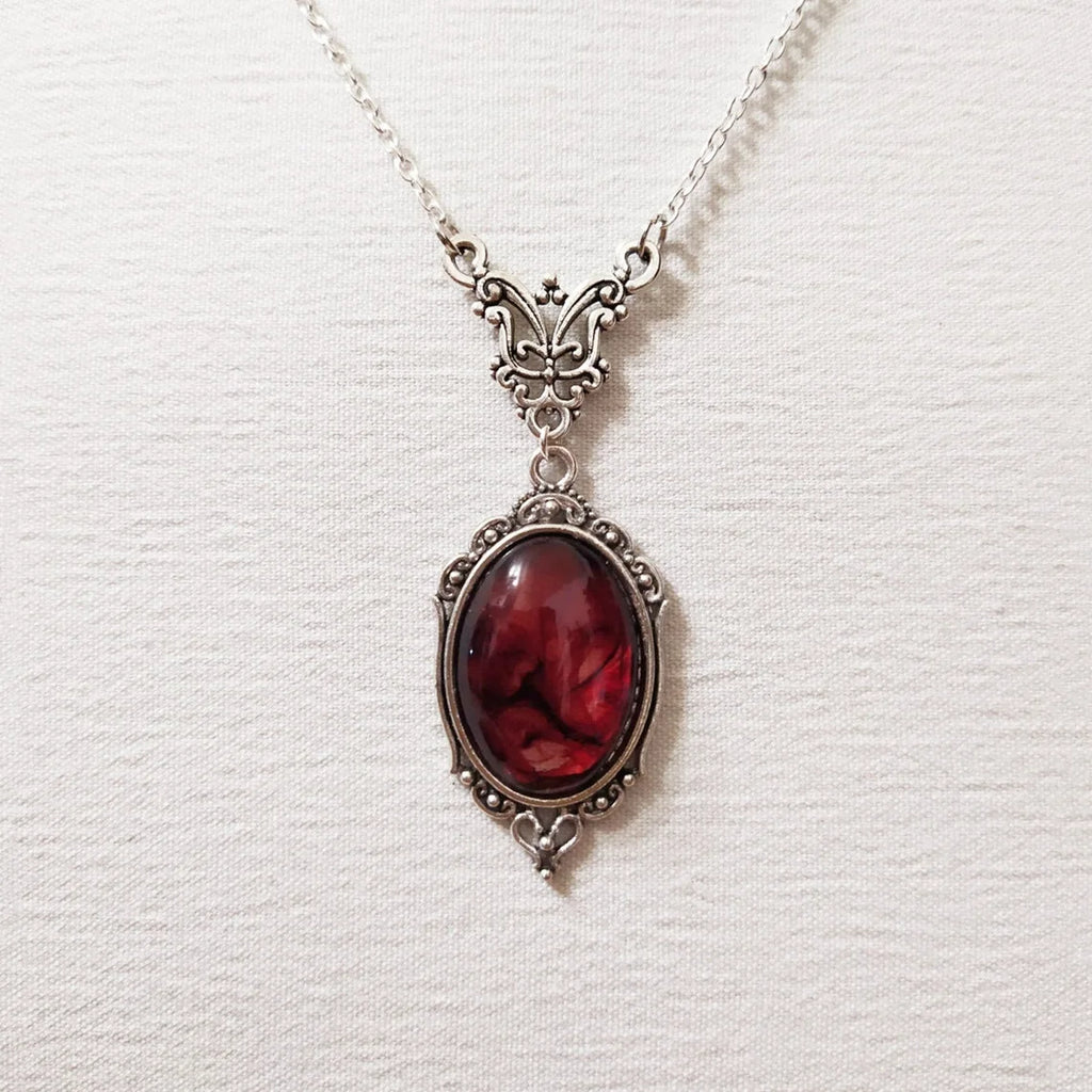 Vintage Gothic Pendant: Enchanting Crystal Cameo for Dark Elegance
